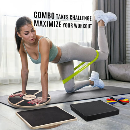 Yes4All Versatile Wooden Wobble Balance Board, Balance Trainer for Mobility Training, Standing Desk, Core Training, Exercise Balance Stability Trainer