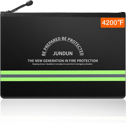 JUNDUN Fireproof Document Bags,14.2”x 10.0”Waterproof Fireproof