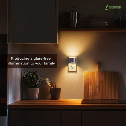 L LOHAS LED Night Light, Night Lights Plug into Wall with Dusk to Dawn Sensor, 3 Brightness Level, 2 Pack, 1600K Amber, White Housing