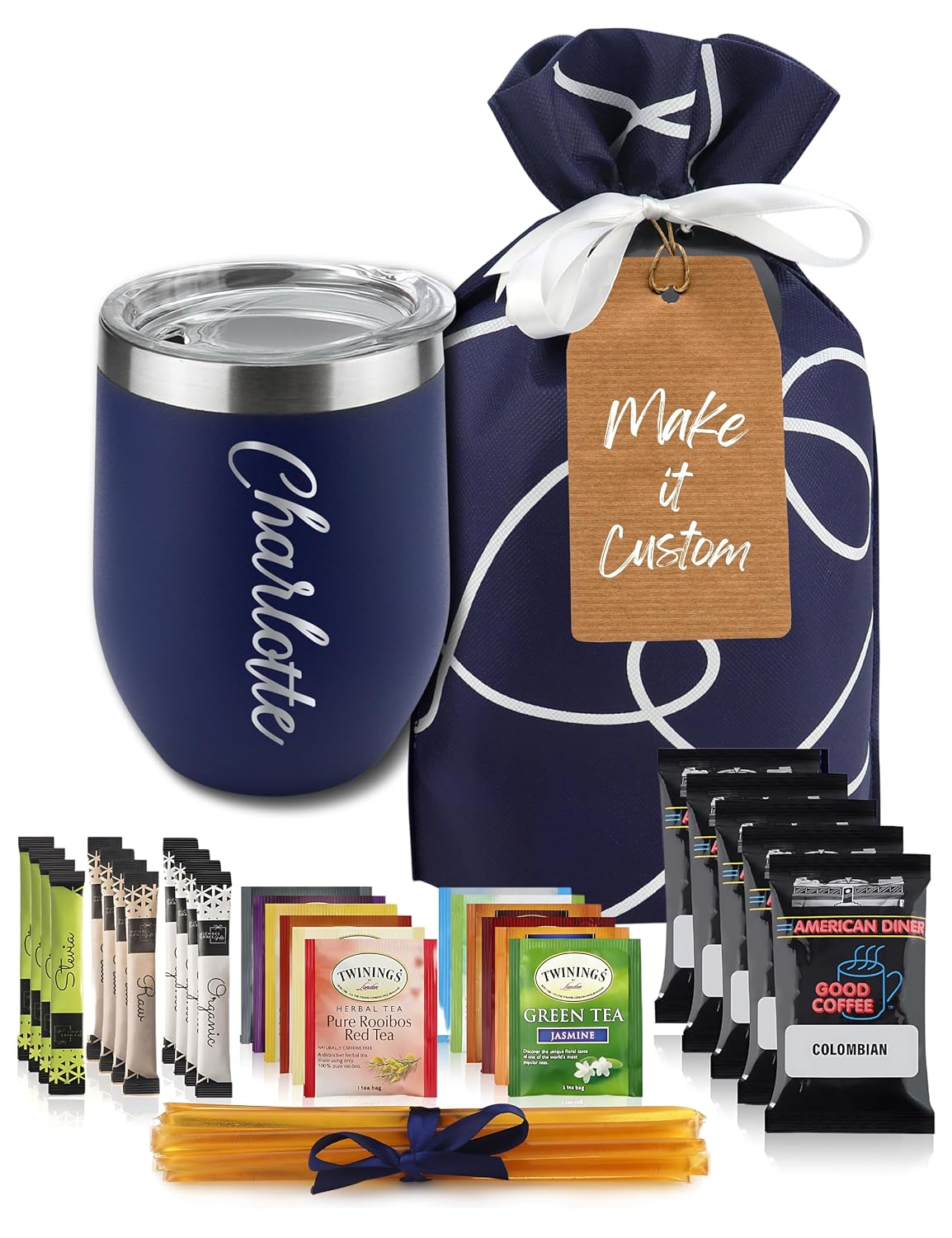 Tea Lovers Gifts Basket - Gift Set Include Temperature Retention Cup 12 Special Blend Teabags & Honey Presented in Beautiful Gift Bag For Women & Men - Birthday, Get Well, Thinking of You Care Package