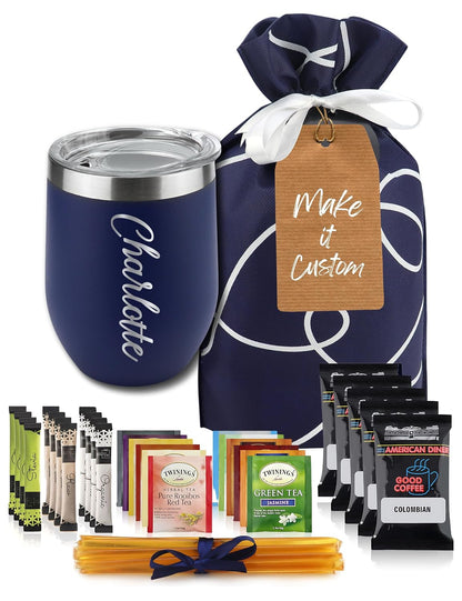 Tea Lovers Gifts Basket - Gift Set Include Temperature Retention Cup 12 Special Blend Teabags & Honey Presented in Beautiful Gift Bag For Women & Men - Birthday, Get Well, Thinking of You Care Package
