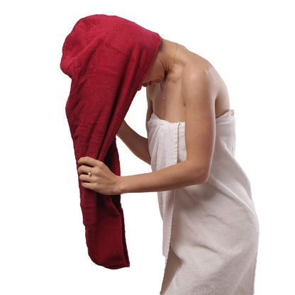 Huge Cotton Hair Towel Wrap for Women (Coral White)