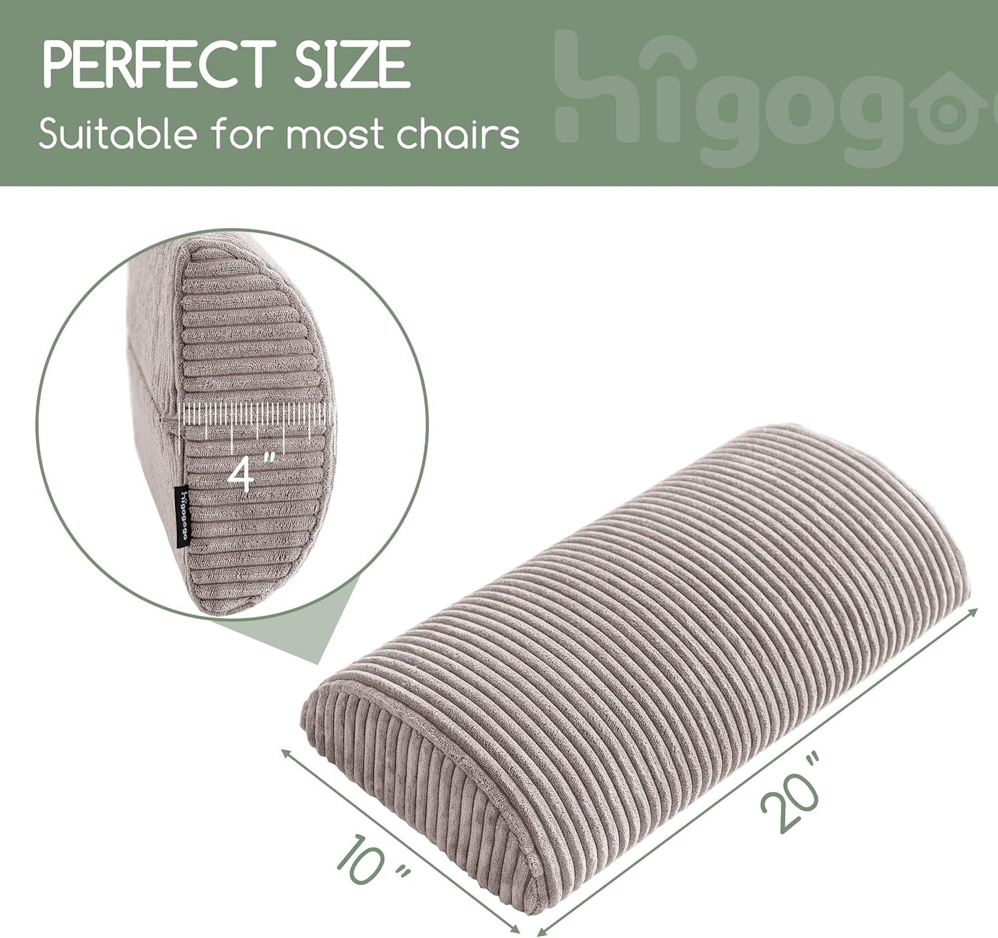 HIGOGOGO Lumbar Support Pillow for Recliner Chair/Accent Chair/Couch, Memory Foam Back Support Cushion for Elderly, Recliner Cushions for Back Rest, Pain Relief, Reading, Washable Cover, Dark Grey