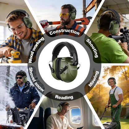 Floriogra Noise Reduction Ear Muffs, NRR 34dB Ear Protection, Hearing Protection Noise Cancelling Headphones for Adults Kids Autism, Shooting Ear Protection for Gun Range, Mowing, Construction
