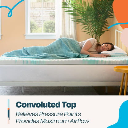 Linenspa Memory Foam Mattress Topper, Queen Size - 2 Inch Gel Infused Memory Foam - Plush Feel - Cooling and Pressure Relieving - CertiPUR Certified