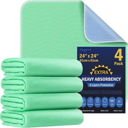 2 Pack 36” x 54” Extra Heavy Absorbency Washable Underpads, Waterproof Nursing Pads Incontinence Bed Pads, Reusable Washable Pee Pads for Dogs, Diaper Changing & Adults, Mattress Protector