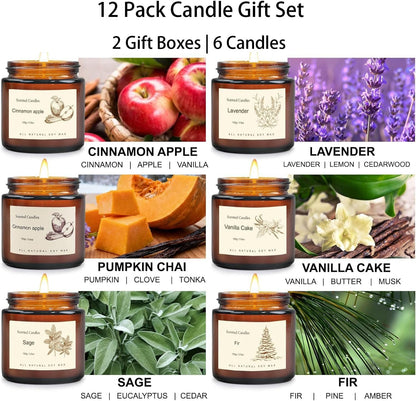 Scented Candles for Home,8 Pack Soy Wax Candle Set,Scented Candles Gift Set,Aromatherapy Candles, Amber Jar Vintage Apothecary Style, 8 Scents Gift Set