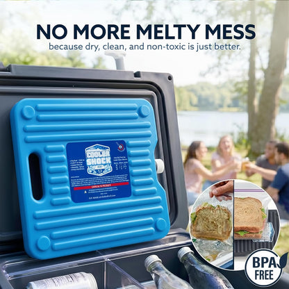 Cooler Shock Ice Packs - Reusable, Premium, Large Pack and Lunch Set for Long Term Use - Cools Faster Than Ice - Cooler Accessories