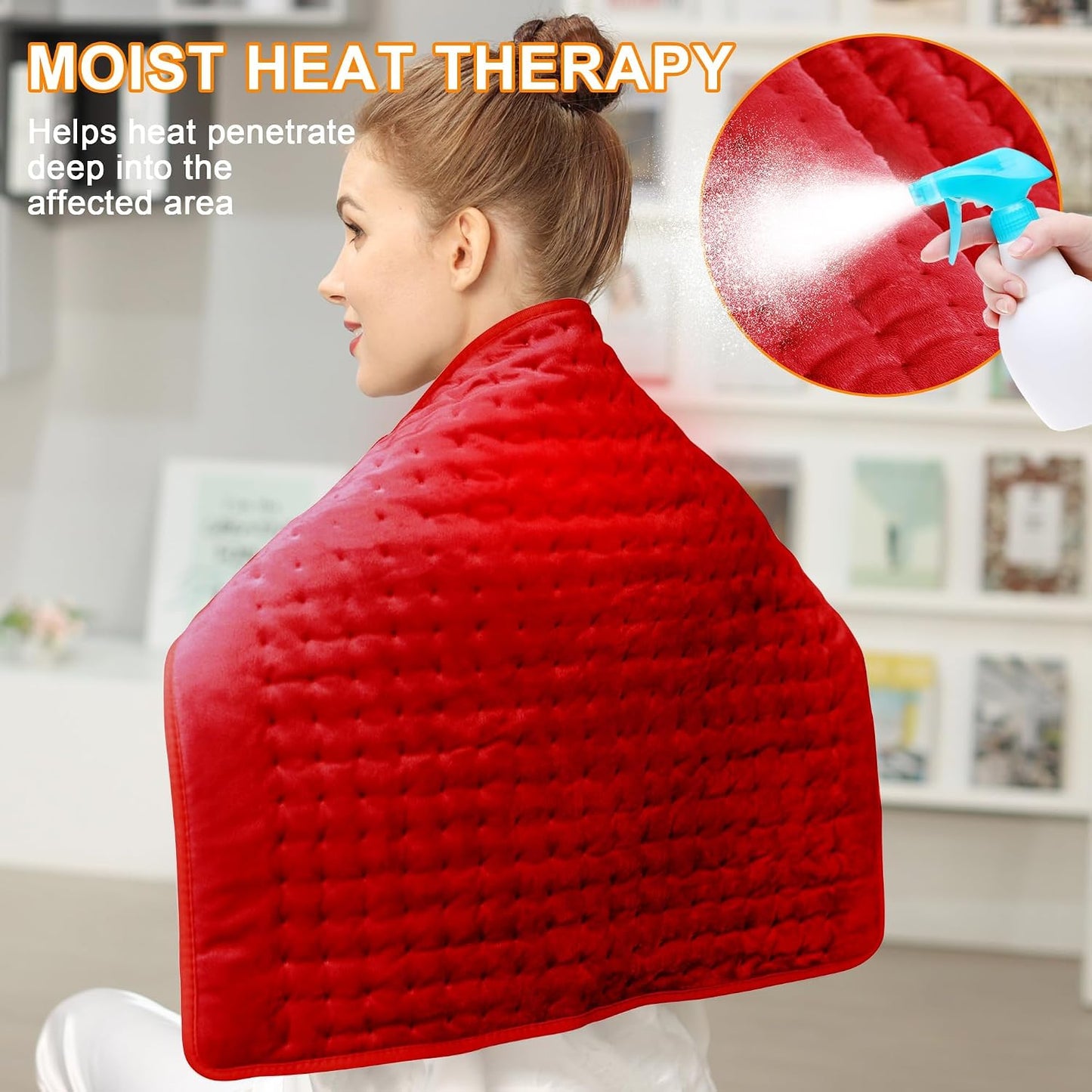 Deepsoon Heating Pad,Electric Heating Pads for Back,Neck,Moist Heating Pad for Abdomen Shoulder Knee Legs,Dry/Moist Heat&Auto Shut Off,Fathers Day Dad Gifts for Men Birthday,Light Gray,24x12 Inch
