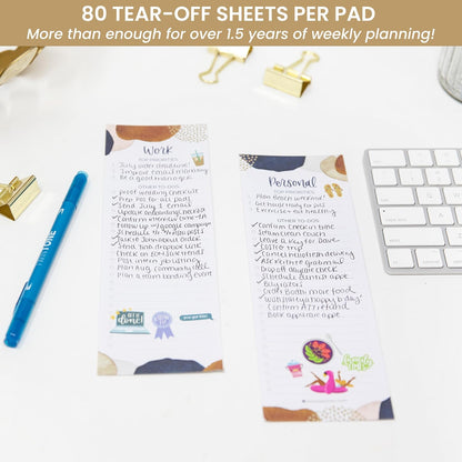 bloom daily planners Timed Work & Personal To Do List Planning Pad - ADHD Friendly Undated Tear-Off Hourly Checklist Notepad Appointment Organizer - 6" x 9" - Brushed Beige