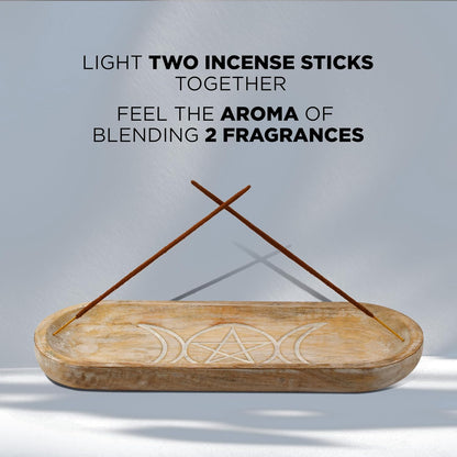 Incense Holder-Incense Burner/Ash Catcher-Handmade Wooden Insence Tray Home Decor 11x4x1.2 Inches