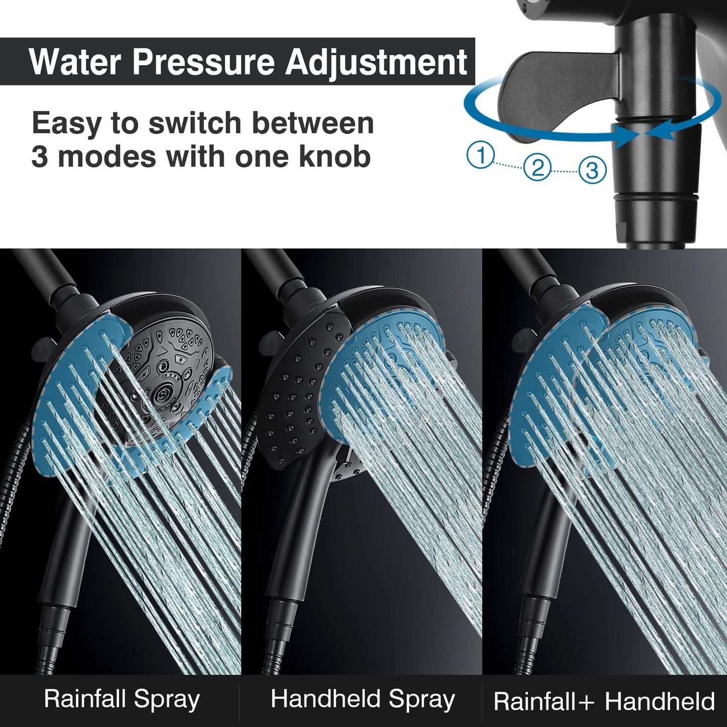 INAVAMZ Shower Head with Handheld High Pressure: Hand Held Shower Head & Rain Shower Head 2-IN-1 Shower Head with 59" Rotatable Stainless Steel Hose, Shower Trim Systems, Sliver 2.5 GPM 15391 Filter