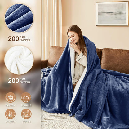 Homemate Electric Heated Blanket Twin - 62"x84" Heating Bed Blankets Throw with 10 Heating Levels 8 Hours Auto Off Fast Heating Over-Heated Protection Ultra Soft Warm Flannel ETL Certified Grey - Colors A