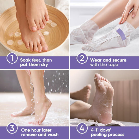 CÉLOR Foot Peeling Mask for Dry Cracked Feet | Foot Mask to Exfoliate Rough, Cracked, Dry Feet, Calluses for Soft Baby Feet Results | Made with Aloe Vera Extract for Women & Men (2 Pairs) | Lavender