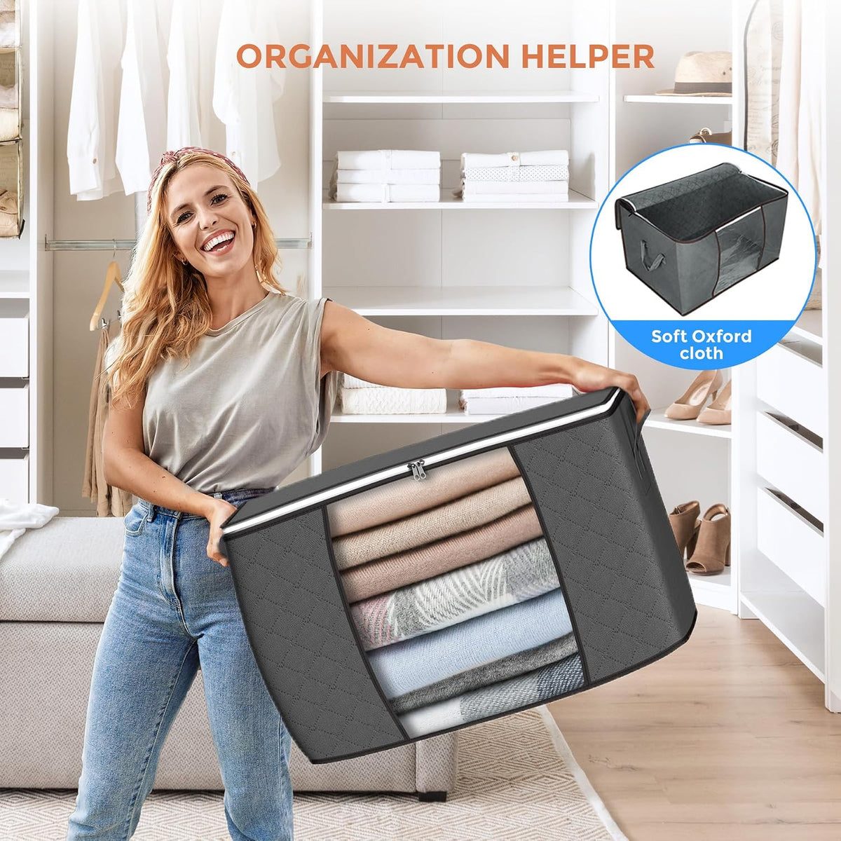90L Large Storage Bags, Clothes Storage Bins Closet Organizers