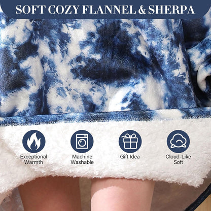 LetsFunny Blanket Hoodie,Oversized Wearable Sherpa Fleece Blanket Sweatshirt,Super Soft Warm Cozy with Giant Pocket,Gifts for Women Men Adults Teenagers, One Size Fits All