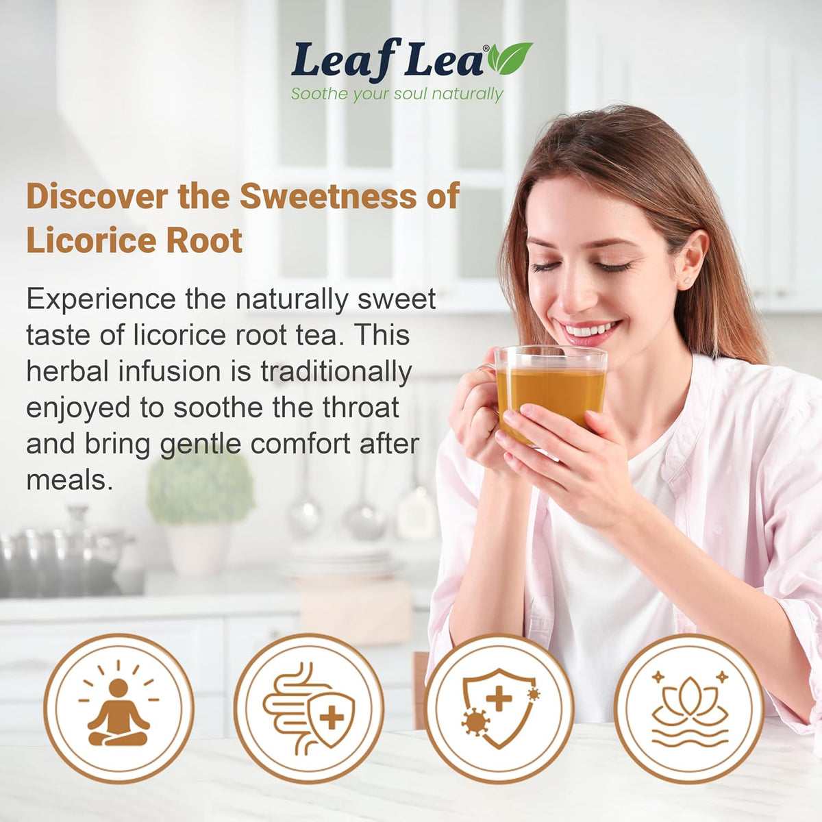 LeafLea Licorice Root Tea Bags, Caffeine-Free Liquorice Tea, 80 Count
