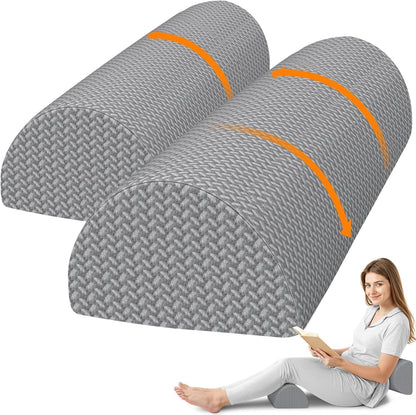 SweetSlubr Knee Pillow for Side Sleepers, Half Moon Memory Foam Bolster Pillow for Legs, Ergonomic Design Wedge Elevation Pillow for Side & Back Sleeping, Under Knee Support, Foot, Ankle, Lumbar,White