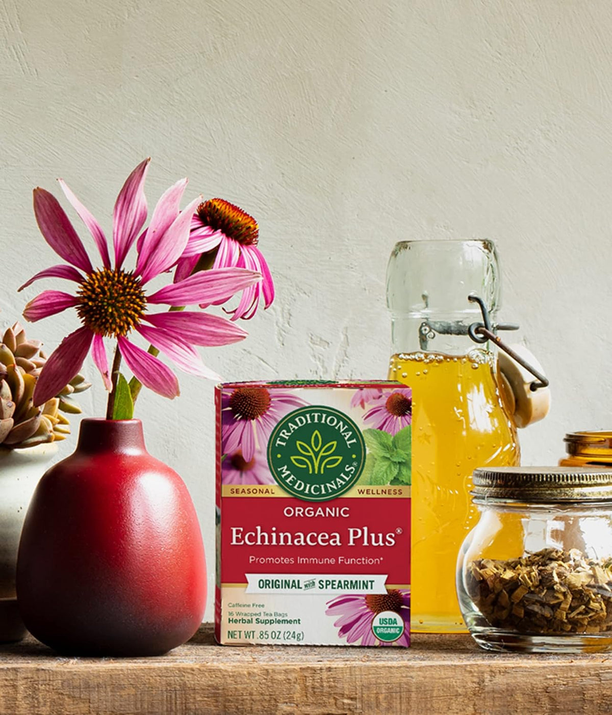 TRADITIONAL MEDICINALS Echinacea Plus Tea,16 Count (Pack of 2)