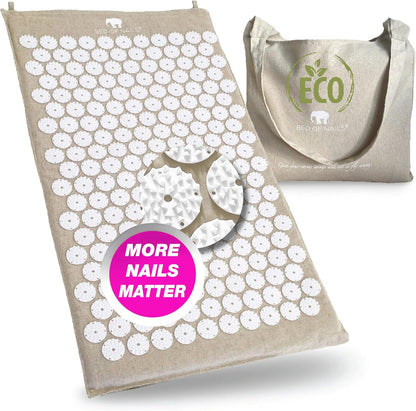 Bed of Nails ECO Set – Original Bon Acupressure Design with 10962 Precision Nails, Mat: 28.5 x 16.5 x 1", Pillow: 14.5 x 6 x 4"