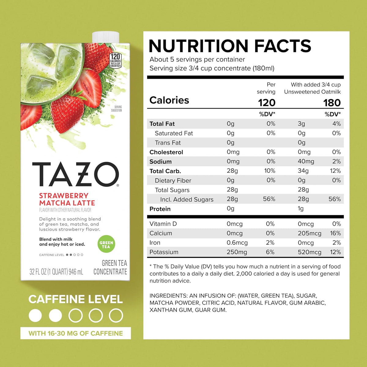 TAZO Skinny Chai Latte Concentrate, 32 oz Cartons, 2-Pack
