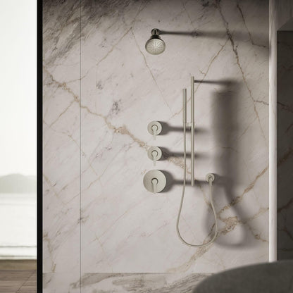 KOHLER 33631-Y-BN Cinq Round Single-Function Filtered Showerhead, Five-Layer Filtration, 2.5 GPM, Full Coverage Spray, Premium Durable Material, Vibrant Brushed Nickel