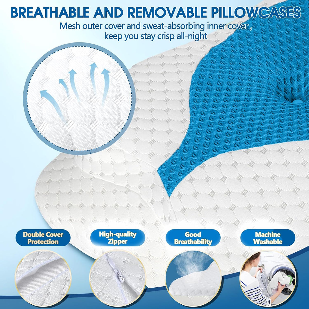 CHxxy Cervical Neck Pillow for Pain Relief Sleeping, Memory Foam Pillows