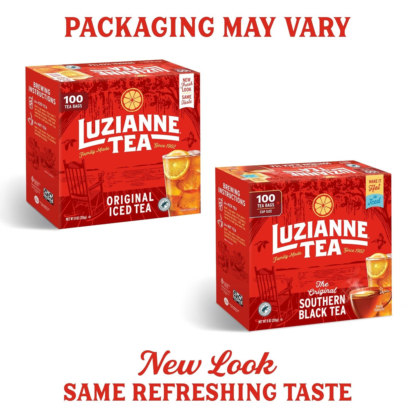 Luzianne Unsweetened Hibiscus Iced Tea Bags, Family Size, 22ct Box (Pack of 6)