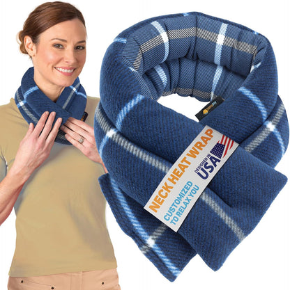 SunnyBay Microwavable Heating Pad for Neck and Shoulder, Heated Neck Wrap, Microwave Heat Pad, Weighted Beanbag Moist Hot or Cold Compress, 2.2 lbs, 26x4 Inches, Navy Blue