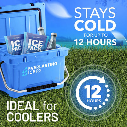 Rapid Performance Reusable Ice Packs for Coolers or Lunch Box | 4 Pack | Cold for Up to 12 Hours | Ice Packs for Cooler, Long Lasting for Camping, Beach