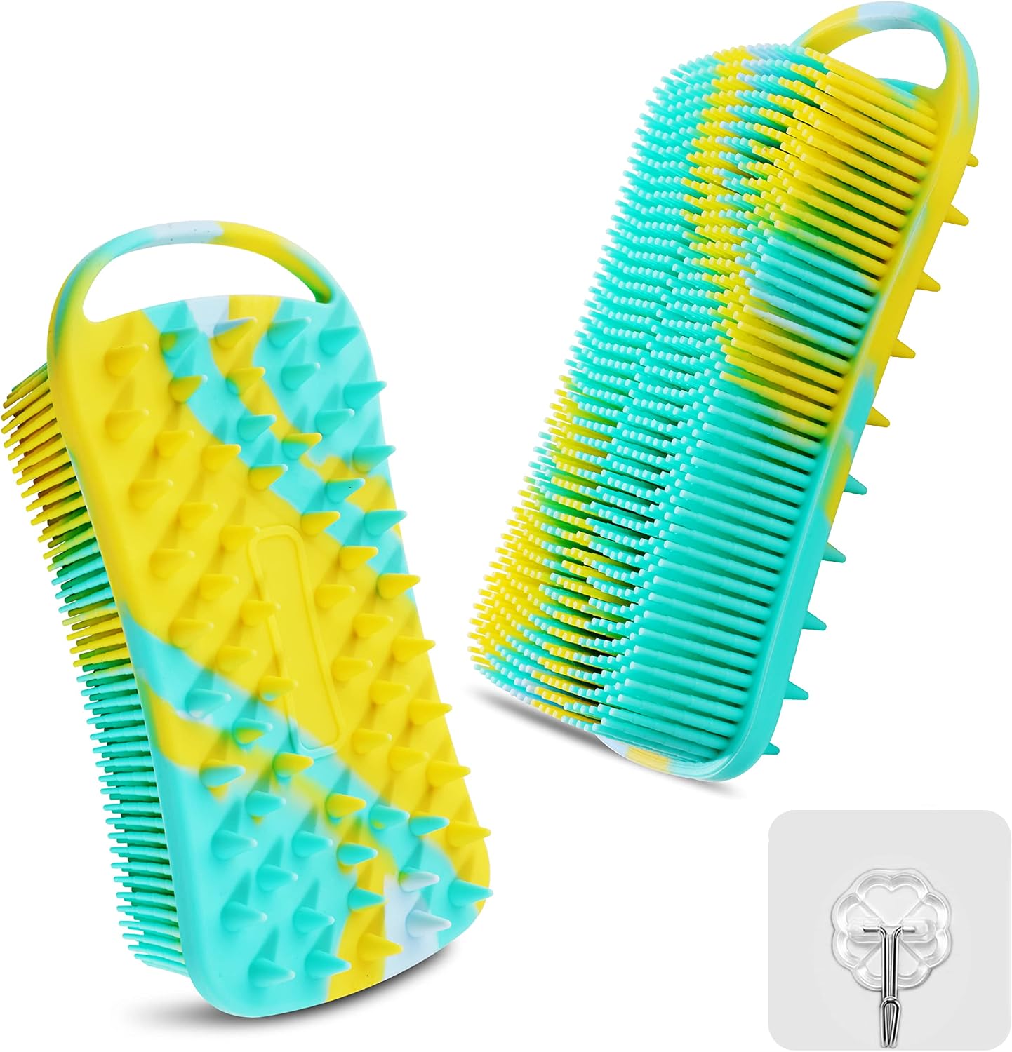 2PCS Silicone Body Scrubber, Loofah for Women, Gentle Exfoliating Shower Cleaner Bath Brush, Rubber Body Wash Deep Cleaning & Exfoliator & Massage, Travel-Friendly for Bathroom