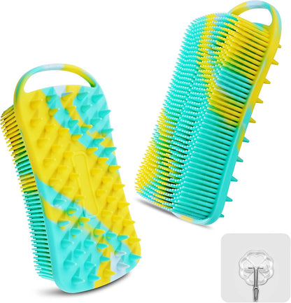 2PCS Silicone Body Scrubber, Loofah for Women, Gentle Exfoliating Shower Cleaner Bath Brush, Rubber Body Wash Deep Cleaning & Exfoliator & Massage, Travel-Friendly for Bathroom
