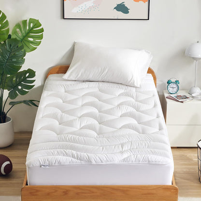 SLEEP ZONE Cooling Queen Mattress Topper, Premium Zoned Cool Mattress Pad Cover, Padded Mattress Protector Breathable Washable, Deep Pocket 8-21" (Grey, Queen)