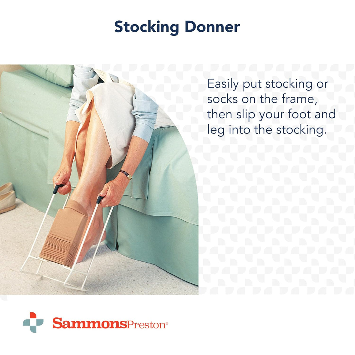 Sammons Preston Stocking Donner, Compression Sock Aid, Foam Handles, White