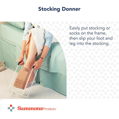 Sammons Preston Stocking Donner, Compression Sock Aid, Foam Handles, White
