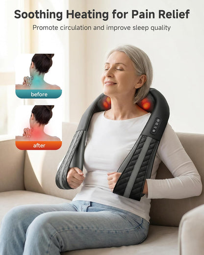 Snailax Cordless Massager - Shiatsu Neck and Shoulder Massager with Heat, FSA Eligible, Portable, Lumbar, Back Electric Massage Pillow, Gift for Woman, Mom, Dad