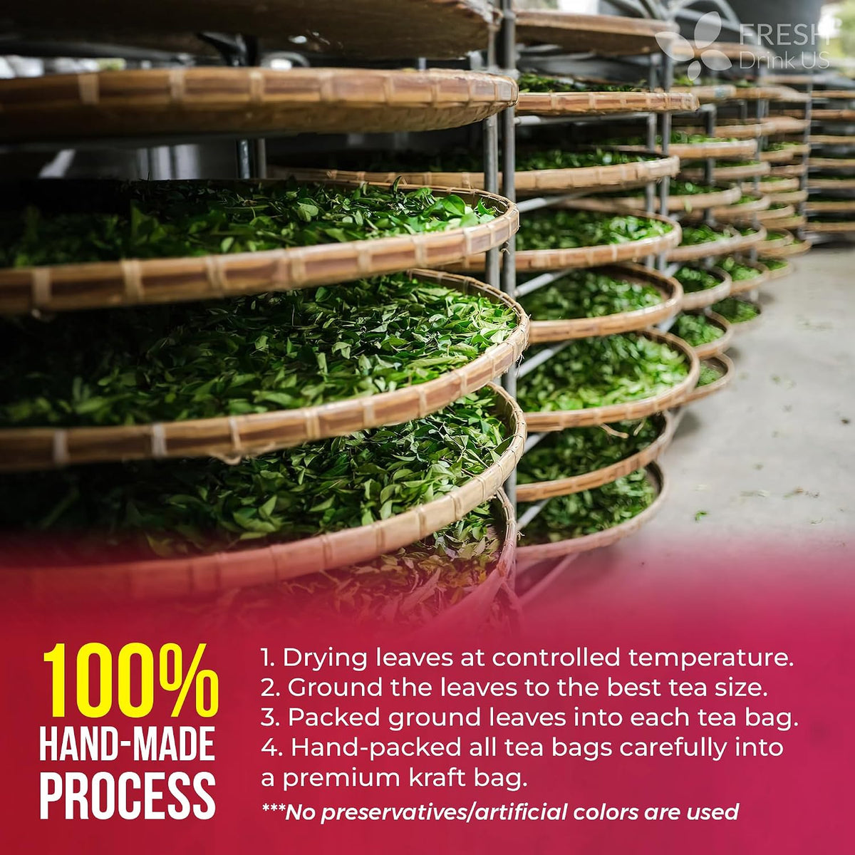 FreshDrinkUS, Premium Raspberry Leaf Tea, Pure, Caffeine Free