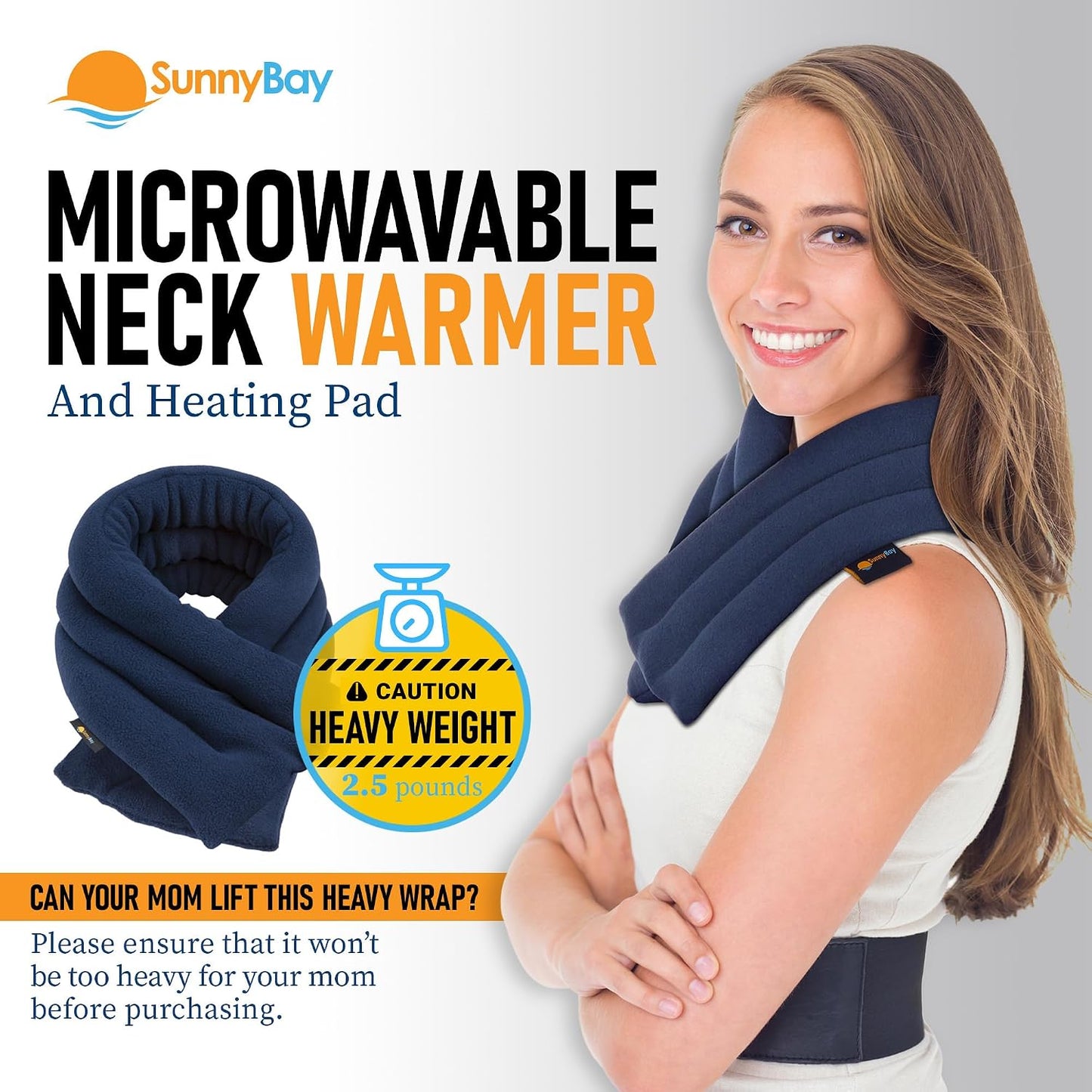 SunnyBay Lavender Microwave Heating Pad, 26" Long Microwavable Neck Wrap & Heat Pack for Moist Hot Therapy, Heated Neck Warmer for Neck, Shoulder & Back Pain Relief, Flaxseed Filling, 26x6, Purple