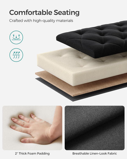 SONGMICS Storage Ottoman Bench, Foot Rest with Legs, 15.7 x 43.3 x 15.7 Inches, End of Bed Bench, Storage Chest, Load up to 660 lb, for Living Room, Bedroom, Entryway, Dark Gray ULSF088G01