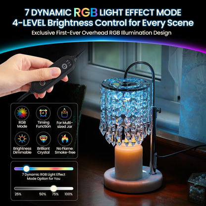 Candle Warmer Lamp with Timer Dimmer and 3 Bulbs, Lamp Candle Warmer with Marble Base,Wax Melt Warmer for Jar Candles, Birthday Gifts for Women Mom, House Warming Gifts New Home Decor (RGB-Black)