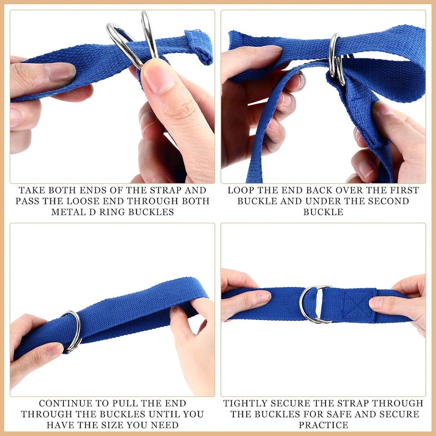 6 Pcs Yoga Straps for Stretching 8 Ft, Safe D Ring Buckle