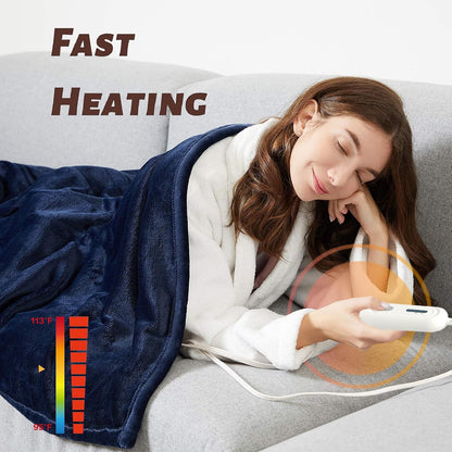 Tefici Heated Blanket Throw 50"x60", Ultra Soft 2-Layer Flannel Electric Blanket, for Home Office Sofa,3 Heat Settings, 4H Auto Off, ETL FCC Certified, Overheat Protection, Machine Washable, Camel