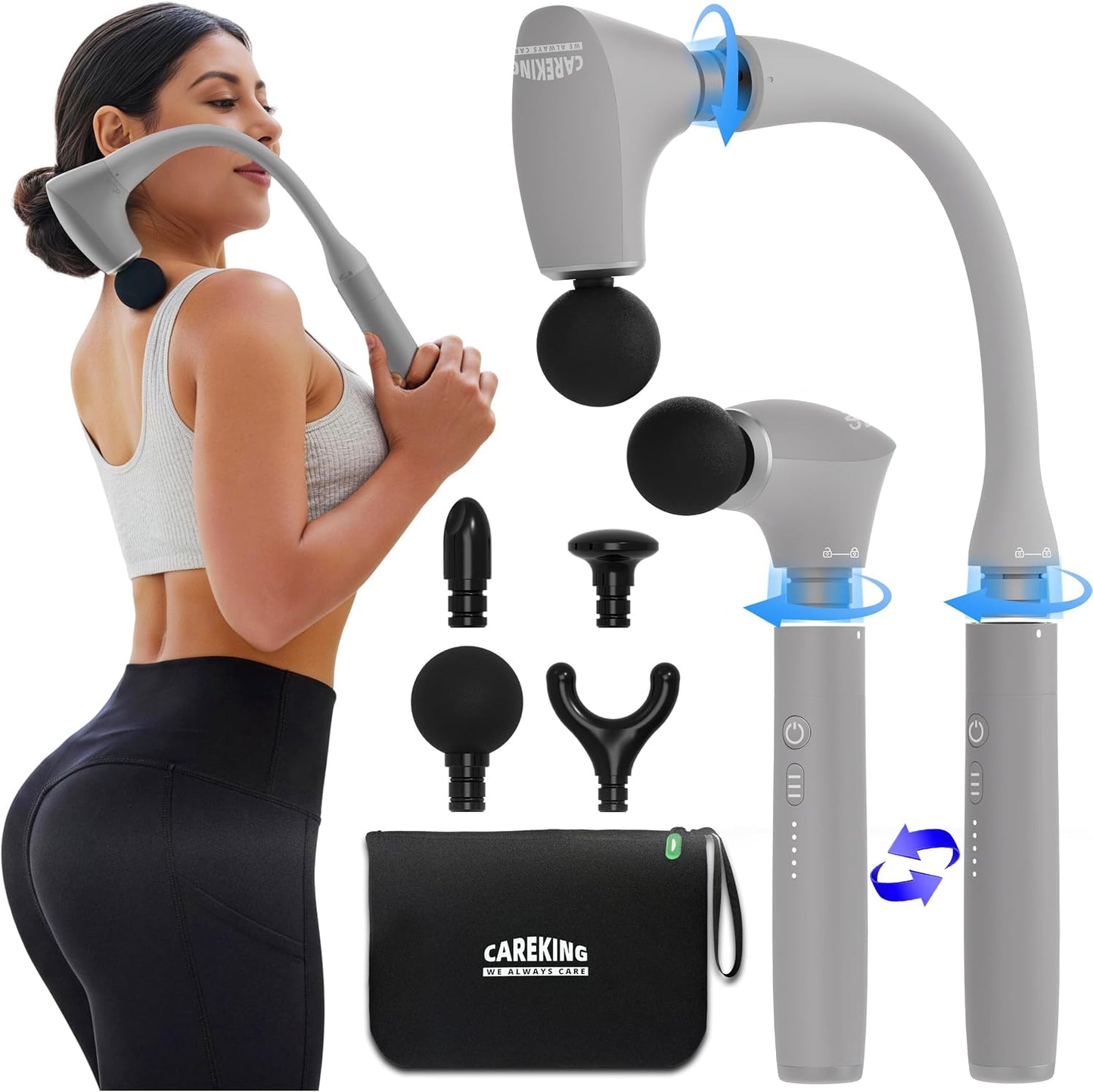 2-in-1 Detachable Massage Gun Deep Tissue with Extension Handle