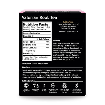 Buddha Teas Organic Valerian Root Tea - Herbal Tea, Caffeine Free