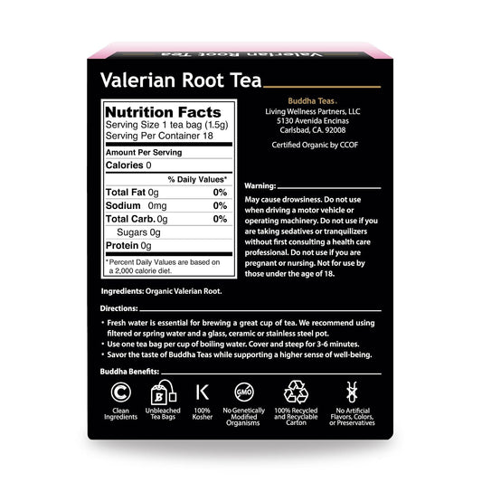 Buddha Teas Organic Valerian Root Tea - Herbal Tea, Caffeine Free