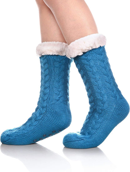 SDBING Women's Winter Super Soft Warm Cozy Fleece Lined Fuzzy Slipper Socks with Grippers