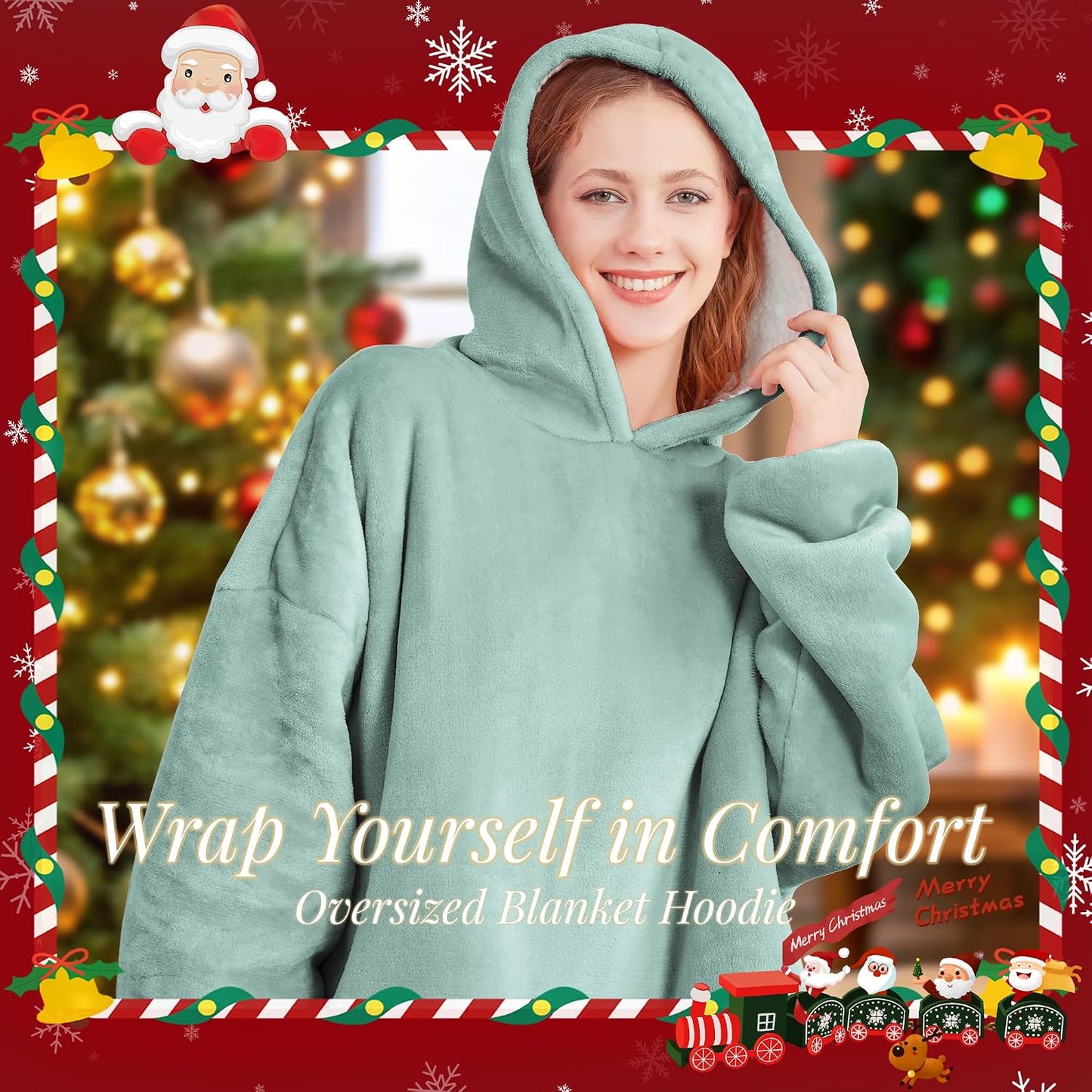 AmyHomie Wearable Blanket Hoodie for Adults & Teens,Oversized Sherpa Hooded Blanket,Warm Cozy Blanket Sweatshirt as Christmas Birthday Gifts for Women Men