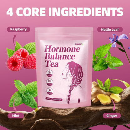 Jiaoming Hormone Balance Herbal Tea for Women Regulate Healthy Cycle, With Natural Peppermint,Ginger,Raspberry,Nettle Leaves, Female Care Support