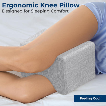 5 STARS UNITED Knee Pillow for Side Sleepers - Hip Pain Relief, Memory Foam Leg Cushion for Side Sleeping - Between Legs Pillow for Sciatica & Lower Back Pain, White
