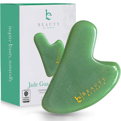 Jade Gua Sha Facial Tools - Depuffer & Massager Tool for Lymphatic Drainage